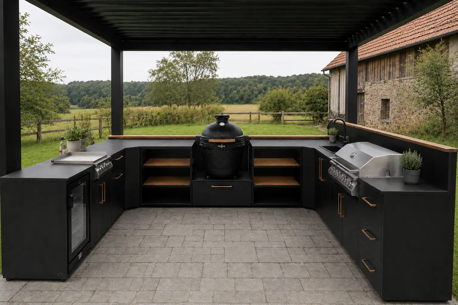 Brabura Grill- und Outdoor-Küche auf der Dachterrasse mit Kamado