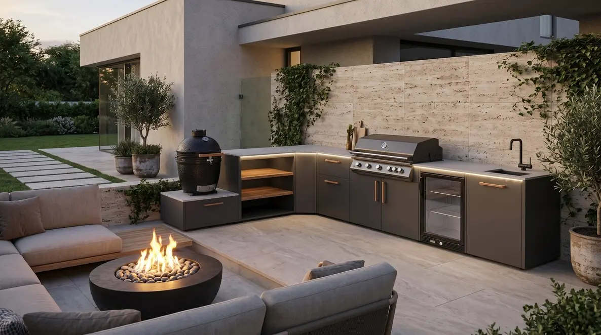 Premium-Grill in der Outdoor-Küche